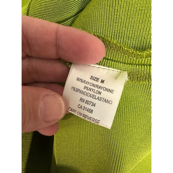 Herve Leger size Medium Mini Dress Spring 2010 Lime Green Color Block Bandage - Picture 7 of 10